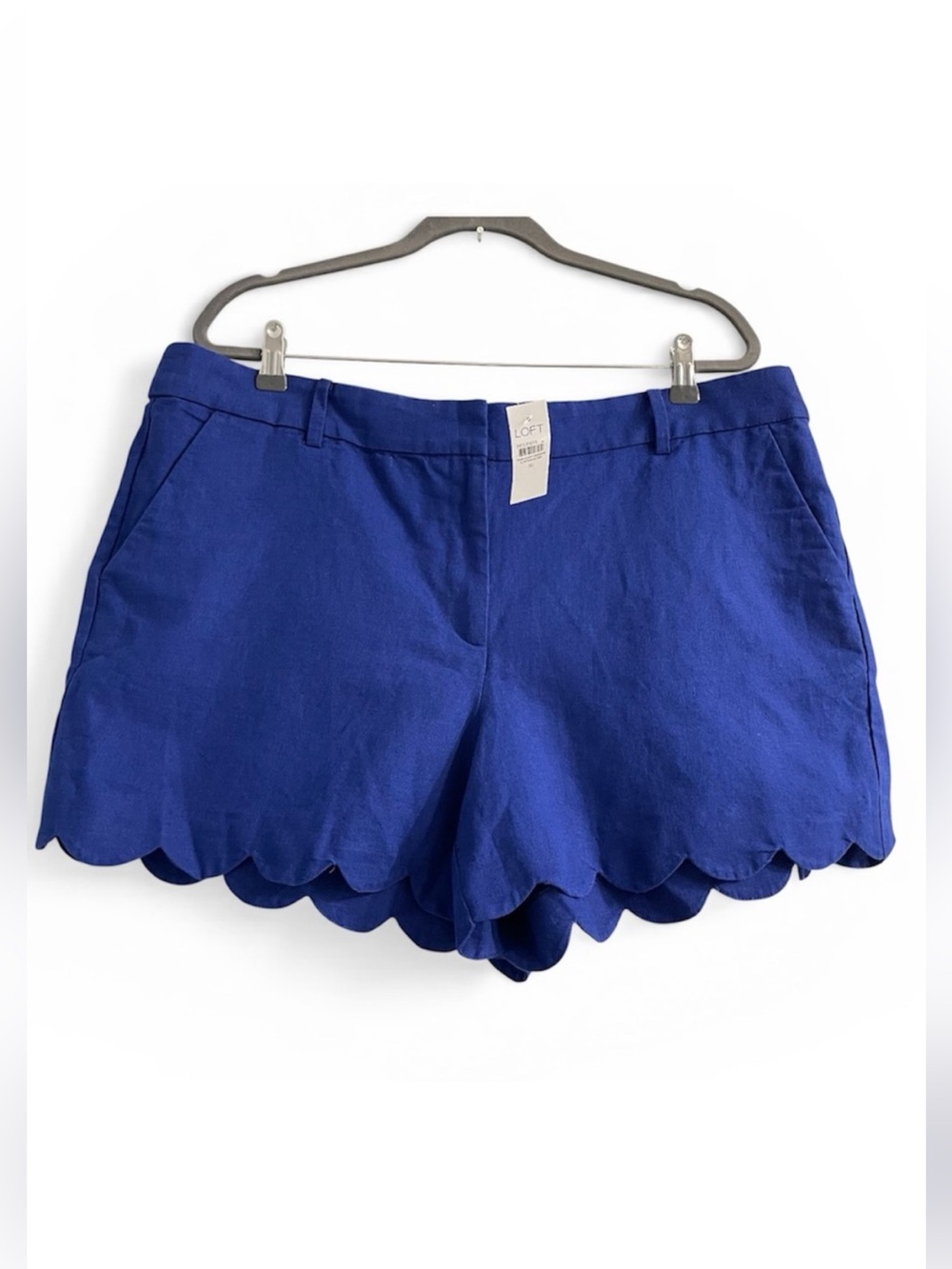 Loft linen short scalloped the washed twill shorts 4” inseam high waist size 16
